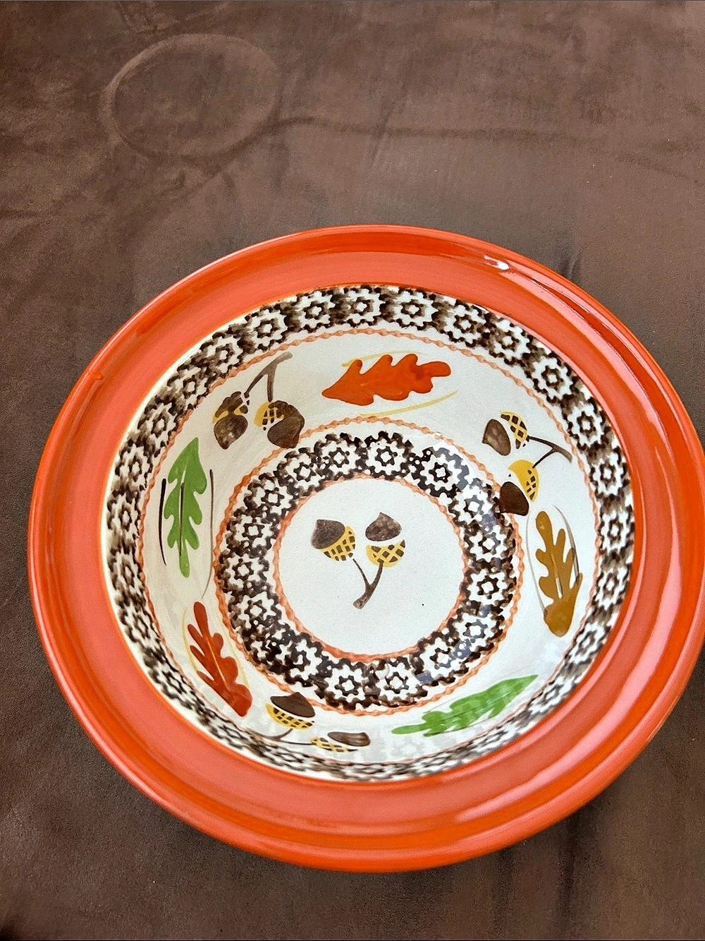 Temp-tations Old World Autumn Leaf Acorn 23 oz Cereal Soup Bowl 23 oz Bowl